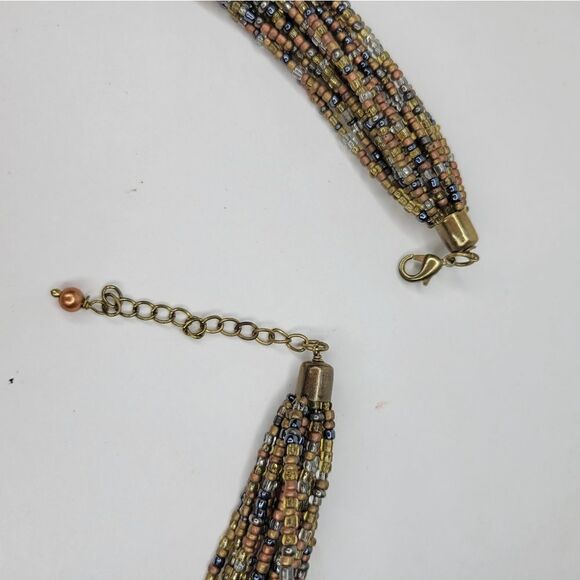 Woman Seed Bead Multi Strand Necklace. - Picture 6 of 7